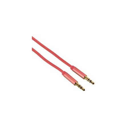 Cablu jack3.5 tata- jack3.5 tata plat flexibil mufe metalice rosu 1.5m