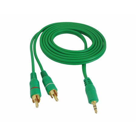 Cablu jack 3,5mm la 2RCA 3m verde 4.0X8mm