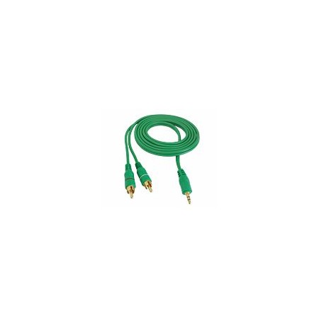 Cablu jack 3,5mm la 2RCA 3m verde